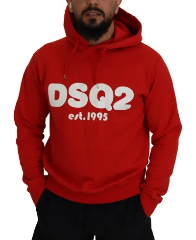 Pre-owned Dsquared2 Dsquared² Red Cotton Hooded Printed Men Pullover Men's Sweater ()