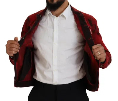 Pre-owned Dsquared2 Dsquared² Red Black Tie Dye Collared Men Denim Men's Jacket () In Black And Red