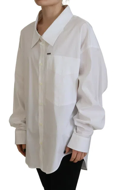 Pre-owned Dsquared2 Dsquared² White Cotton Button Down Collared Dress Shirt Women's Top ()