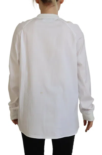 Pre-owned Dsquared2 Dsquared² White Cotton Button Down Long Sleeves Crewneck Women's Top ()