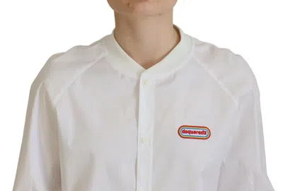 Pre-owned Dsquared2 Dsquared² White Cotton Button Down Long Sleeves Crewneck Women's Top ()