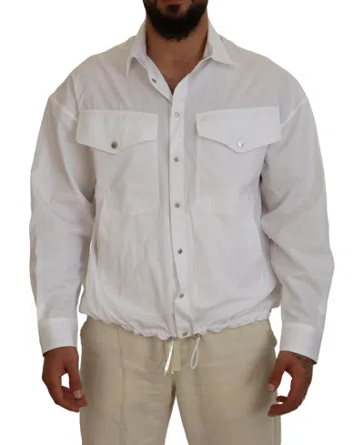 Pre-owned Dsquared2 Dsquared² White Cotton Collared Casual Men Long Sleeves Men's Jacket ()