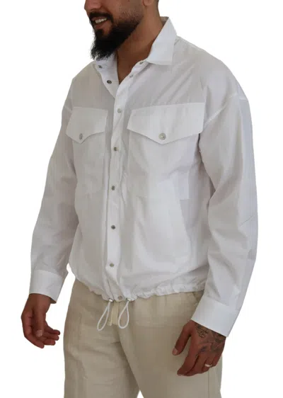 Pre-owned Dsquared2 Dsquared² White Cotton Collared Casual Men Long Sleeves Men's Jacket ()