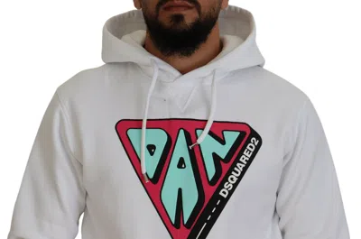 Pre-owned Dsquared2 Dsquared² White Cotton Hooded Printed Pullover Men's Sweater ()