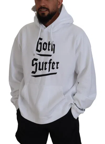Pre-owned Dsquared2 Dsquared² White Cotton Hooded Printed Men Pullover Men's Sweater ()