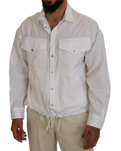 Pre-owned Dsquared2 Dsquared² White Cotton Collared Casual Men Long Sleeves Men's Jacket ()