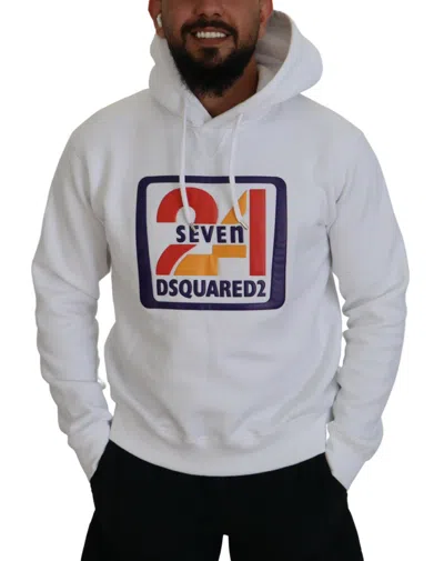 Pre-owned Dsquared2 Dsquared² White Cotton Hooded Printed Men Pullover Men's Sweater ()