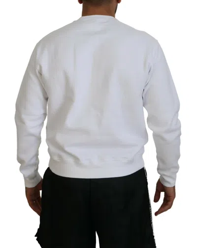 Pre-owned Dsquared2 Dsquared² White Cotton Printed Long Sleeves Pullover Men's Sweater ()
