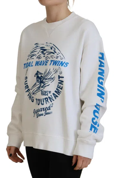 Pre-owned Dsquared² White Cotton Printed Women Long Sleeve Women's Sweater ()