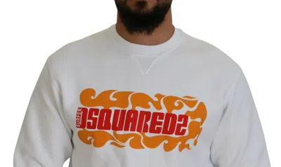 Pre-owned Dsquared2 Dsquared² White Cotton Printed Long Sleeves Pullover Men's Sweater ()