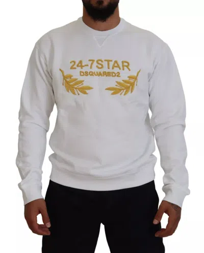 Pre-owned Dsquared2 Dsquared² White Embroidered Crewneck Sweatshirt Men's Sweater ()