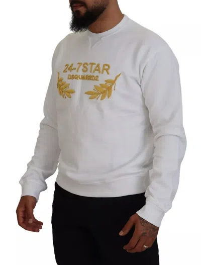 Pre-owned Dsquared2 Dsquared² White Embroidered Crewneck Sweatshirt Men's Sweater ()