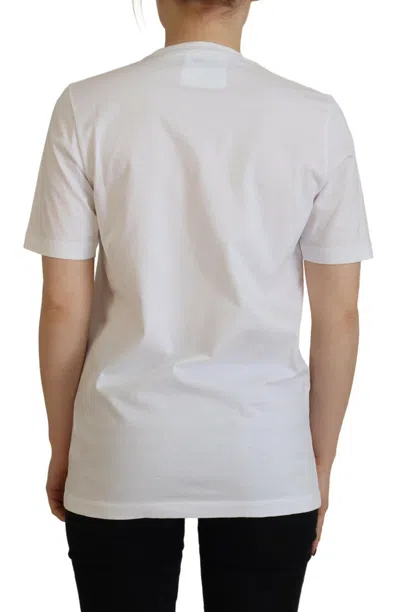 Pre-owned Dsquared² White Logo Patch Crewneck Short Sleeve Tee Women's T-shirt ()