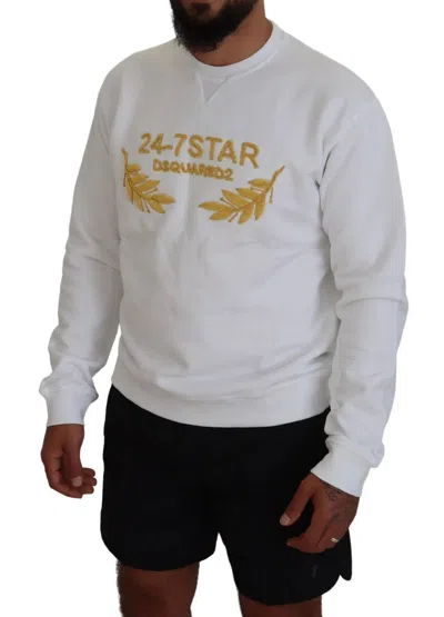 Pre-owned Dsquared2 Dsquared² White Embroidered Crewneck Sweatshirt Men's Sweater ()