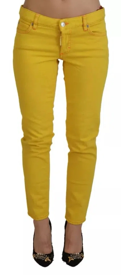 Pre-owned Dsquared2 Dsquared² Yellow Cotton Low Waist Cropped Jennifer Denim Women's Jeans ()