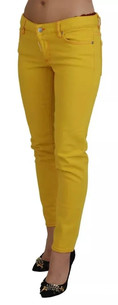 Pre-owned Dsquared2 Dsquared² Yellow Cotton Low Waist Cropped Jennifer Denim Women's Jeans ()