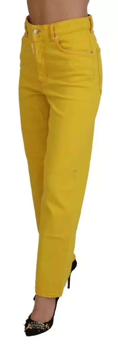 Pre-owned Dsquared2 Dsquared² Yellow Cotton High Waist Straight Denim Boston Women's Jeans ()