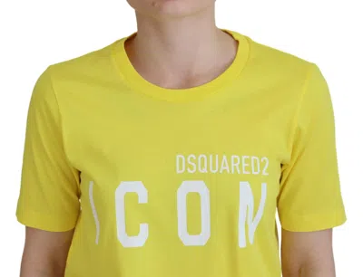 Pre-owned Dsquared2 Dsquared² Yellow Cottonshiny Icon Renny Dress Crewneck Women's T-shirt ()