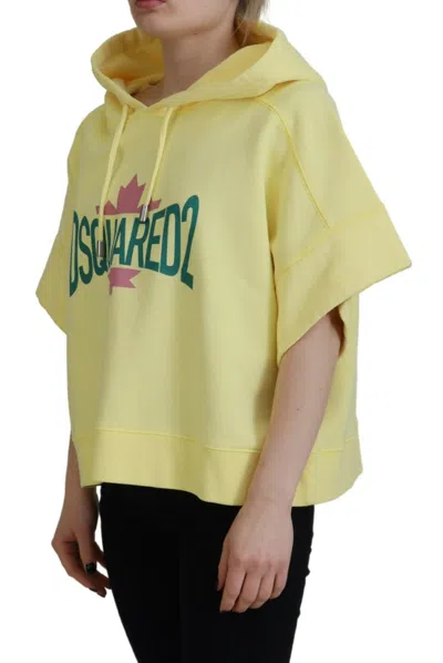 Pre-owned Dsquared2 Dsquared² Yellow Logo Print Cotton Hoodie Sweatshirt Women's Sweater ()