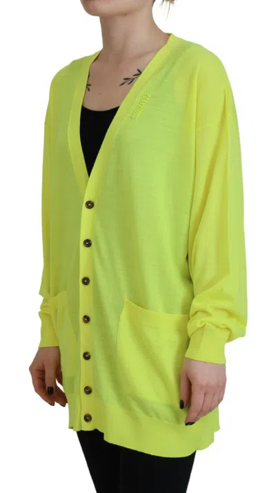 Pre-owned Dsquared2 Dsquared² Yellow Wool Knitted Buttoned Cardigan Women's Sweater ()
