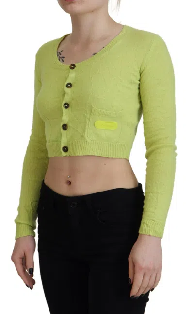 Pre-owned Dsquared2 Dsquared² Yellow Green Cashmere Long Sleeves Cropped Women's Sweater ()
