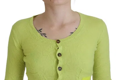 Pre-owned Dsquared2 Dsquared² Yellow Green Cashmere Long Sleeves Cropped Women's Sweater ()