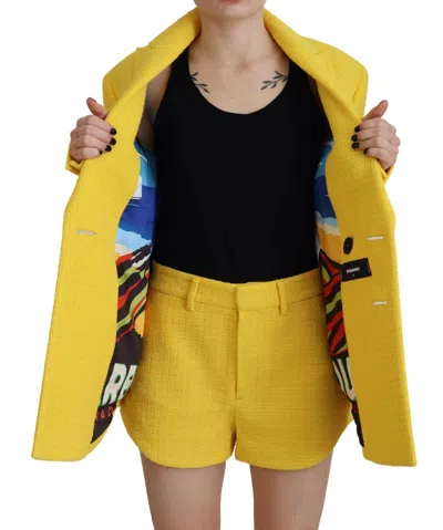 Pre-owned Dsquared2 Dsquared² Yellow Peak Double Breasted Suit Blazer Short Women's Set ()