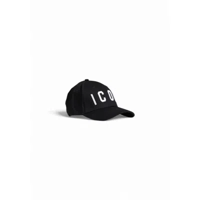 Icon Black Cotton Hats & Men's Cap In Black