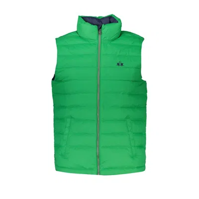 La Martina Sleek Sleeveless Green Jacket With Embroidery In Green