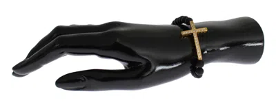 Nialaya Chic Matte Onyx Bead & Cz Diamond Cross Women's Bracelet In Black