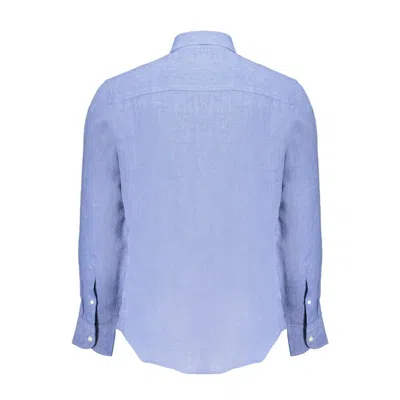 North Sails Light Blue Linen Men Shirt In Blue