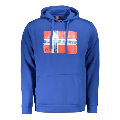 Norway 1963 Blue Hooded Fleece Sweatshirt With Central Pockets In Blue