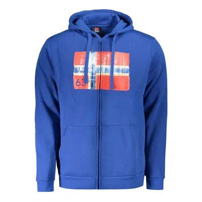 Norway 1963 Blue Hooded Fleece Sweatshirt With Central Pockets In Blue