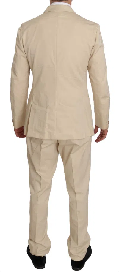 Romeo Gigli Two Piece 3 Button  Cotton Solid Suit In Beige
