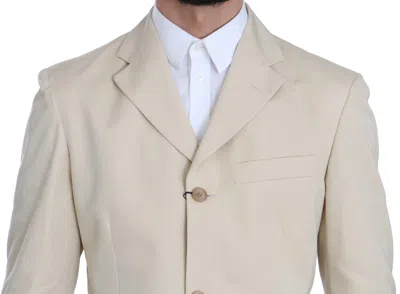 Romeo Gigli Two Piece 3 Button  Cotton Solid Suit In Beige