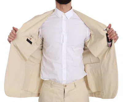 Romeo Gigli Two Piece 3 Button  Cotton Solid Suit In Beige