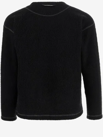 And Wander Black Re Wool Jq Crewneck Sweater