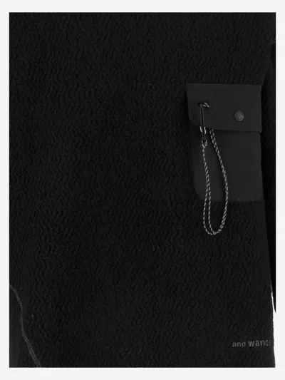 And Wander Black Re Wool Jq Crewneck Sweater