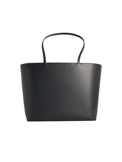Dolce & Gabbana Black Embossed Logo Leather Tote Bag For Women