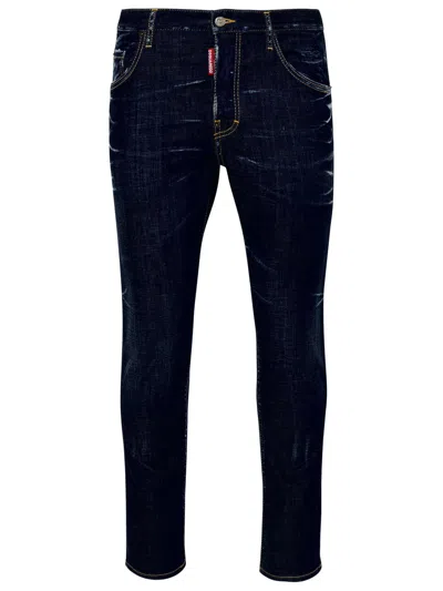 Dsquared2 Five Pocket Stretch Denim Trousers With Localized Wear Washing