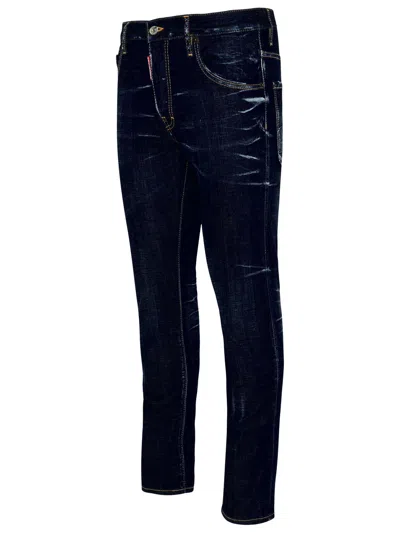 Dsquared2 Five Pocket Stretch Denim Trousers With Localized Wear Washing