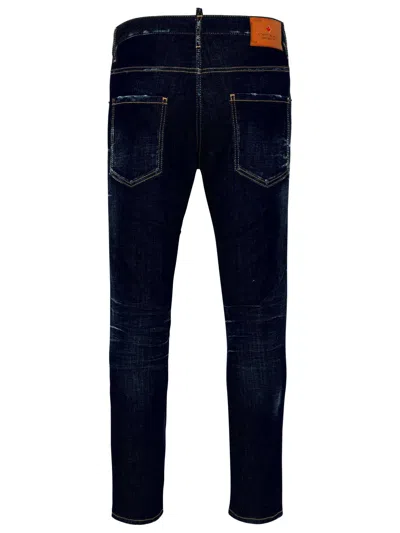 Dsquared2 Five Pocket Stretch Denim Trousers With Localized Wear Washing