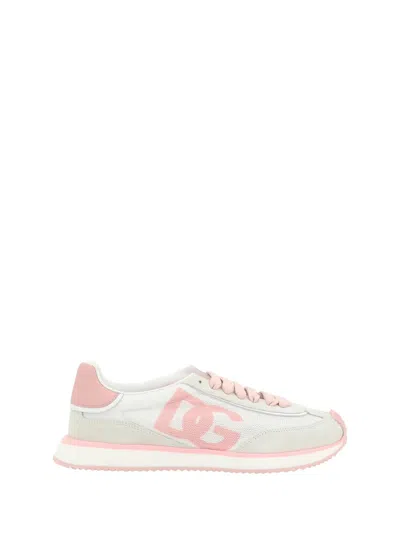 Dolce & Gabbana Canvas And Suede Sneakers In Pink