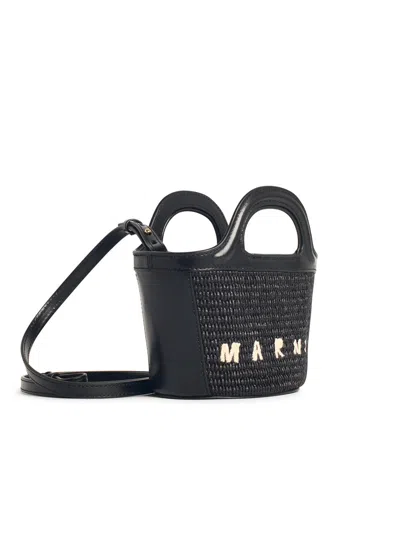 Marni 'tropicalia' Micro Bag In Brown Cotton Blend