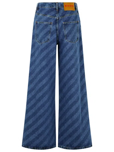 Marni Cotton Jeans Stripe Diagonal Five-pocket Wide-leg