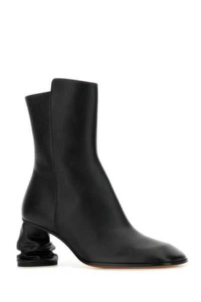 Alexander Mcqueen Leather Boots Crush In Black