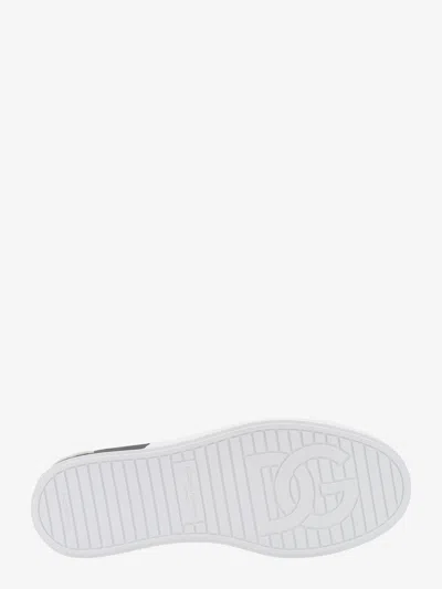 Dolce & Gabbana Portofino Leather Sneakers With Rubberized Logo Shoes In White
