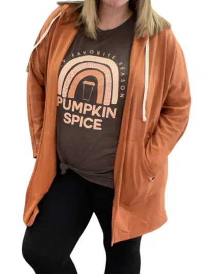 Honeyme Hooded Cardigan In Rust In Multi