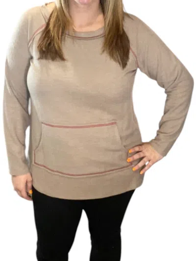 Honeyme Kangaroo Pocket Sweater In Mocha In Brown