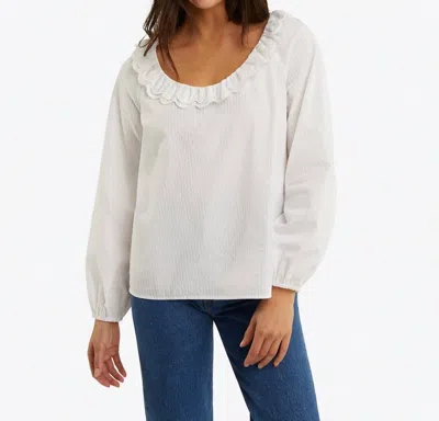 Draper James Reyna Long-sleeve Top In White Shirting Stripe In Multi